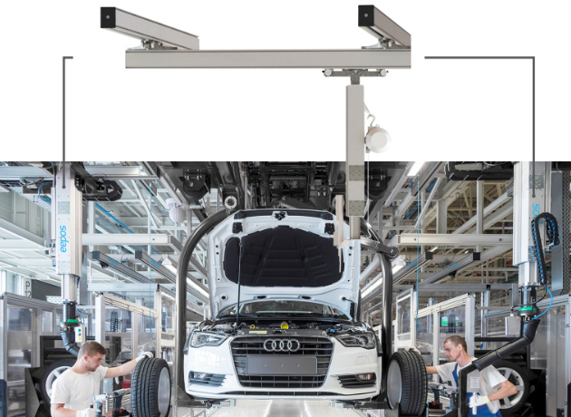 sistema de elevação de cargas em alumínio